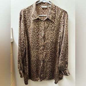 Elisabeth by Liz Claiborne silk shirt, size: 16, color: cheetah